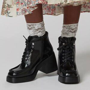 Vagabond Brooke Black Leather Chunky Heel Lace Up Ankle Boot EU 38